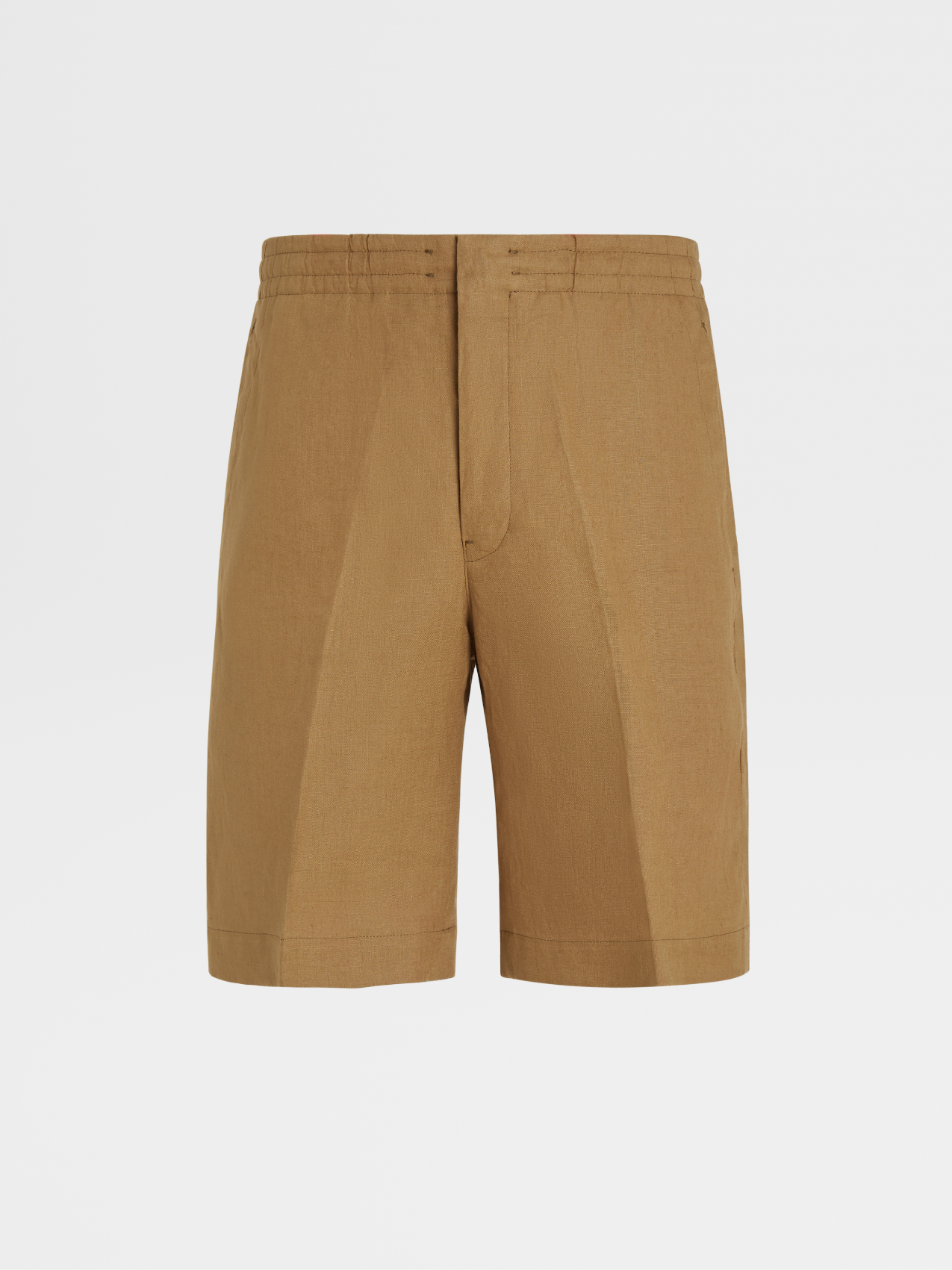 Light Military Green Pure Linen Shorts